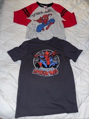 Size 5 Spiderman Joe Fresh Marvel Kids long sleeve Tee shirts Dark Gray/Navy